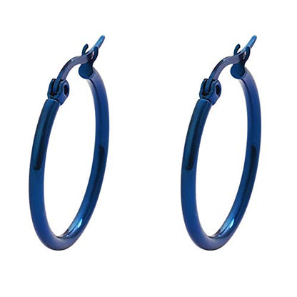 Rounded Hoops Earrings (20mm-60mm Diameter) - color: Blue 20mm