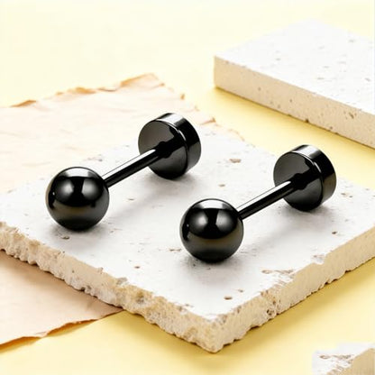 Stainless Steel Ball Bead Screw Back Flat Back Stud Earrings, 1 Pair 3 mm (0.12") Hypoallergenic Earrings for Sensitive Ears - color: Gold