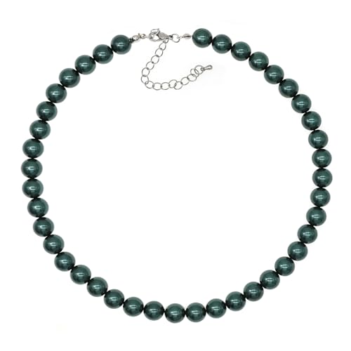 Long Simulated 10mm AAA Pearl Strand Necklace for Women Multicolor Pearl Choker Necklace 1920s Pearl Statement Necklace Costume Jewelry - color: 10mm Emerald
