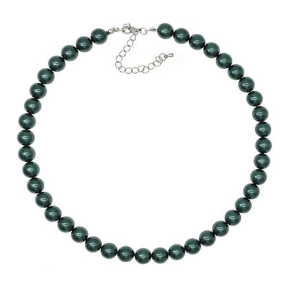 Long Simulated 10mm AAA Pearl Strand Necklace for Women Multicolor Pearl Choker Necklace 1920s Pearl Statement Necklace Costume Jewelry - color: 10mm Emerald
