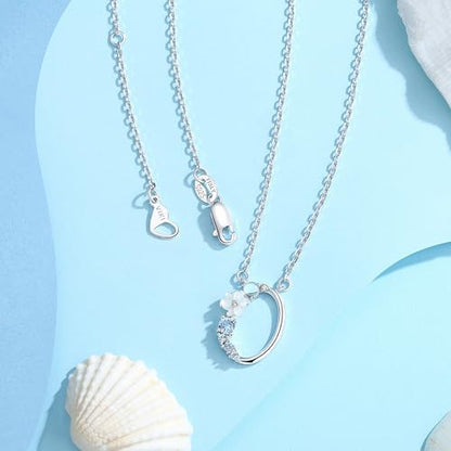 VIKI LYNN Initial Necklace for Women 925 Sterling Silver Initial A to Z Letter Pendant Necklace with Blue Flower Cubic Zirconia Birthday Engagement Gift for Women,Mom, Couple - style: Letter O