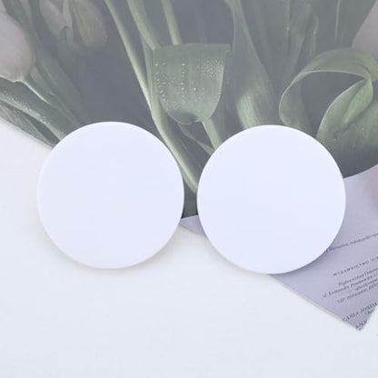 Acrylic Large Round Earrings Tortoise Shell Resin Big Circle Earrings Brown Acrylic Leopard Studs Large Round Disc Studs Jewelry for Women - color: White