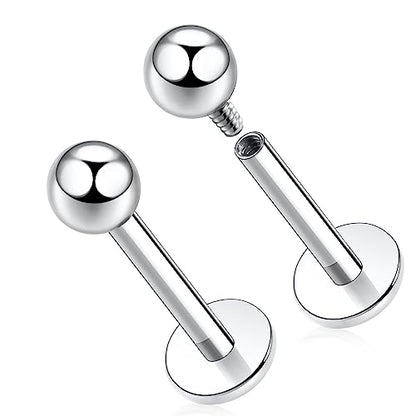GAGABODY G23 Titanium 16G 6/8/10mm Clear CZ/Opal Internally Threaded Labret Monroe Lip Studs 6mm Helix Cartilage Tragus Earring Piercing - color: Set8:16G-2Pcs - Length:8mm Ball:3mm-Silver