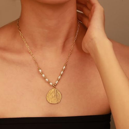 2 PCs Gold Plated Necklace Set for Women - Non Tarnish Jewelry Gift with Fashion Design - style: 2 PCs: Cell