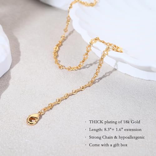 Ankle Bracelets for Women 18K Gold Plated Anklets for Women Waterproof Dainty Gold Ankle Bracelets with Evil Eye,Pearls,Beads,Chain Boho Everyday Anklet Beach Summer Jewelry Gift - color: Gold-2