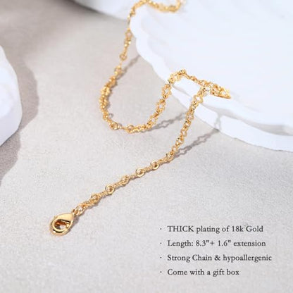 Ankle Bracelets for Women 18K Gold Plated Anklets for Women Waterproof Dainty Gold Ankle Bracelets with Evil Eye,Pearls,Beads,Chain Boho Everyday Anklet Beach Summer Jewelry Gift - color: Gold-2