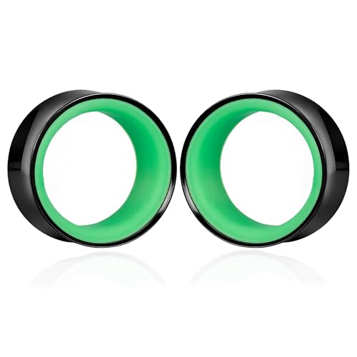 DOEARKO 2Pcs Ear Gauges Hollow 316L Stainless Steel Double Flared Ear Plugs Tunnels Stretcher Body Piercing Earring Jewelry for Women Men 2G(6mm)-1"(25mm) - color: B&G, size: 12mm(1/2")