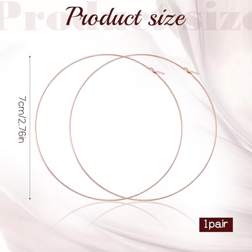 Thin Gold Hoop Earrings for Women, 70mm/2.75in Large Thin Hoop Earrings, Lightweight Big Gold Hoop Earrings for Women Jewelry Gifts - color: Rose Gold