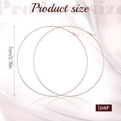 Thin Gold Hoop Earrings for Women, 70mm/2.75in Large Thin Hoop Earrings, Lightweight Big Gold Hoop Earrings for Women Jewelry Gifts - color: Rose Gold