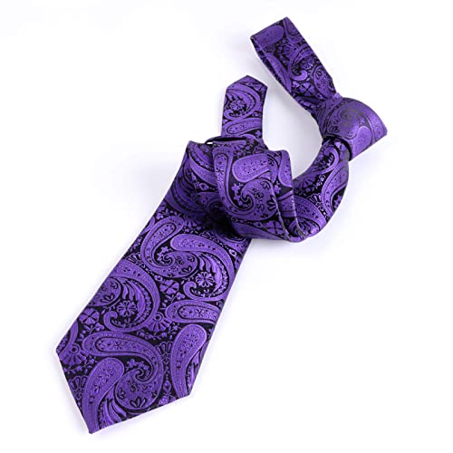 Alizeal Mens Gradient Paisley Necktie and Pocket Square Set | Elegant Design Perfect for Weddings Banquets Business Formal Events - color: 170-dark Purple