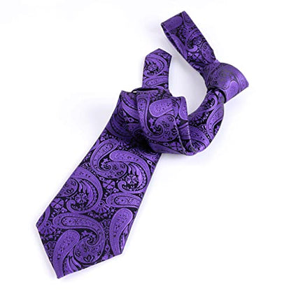 Alizeal Mens Gradient Paisley Necktie and Pocket Square Set | Elegant Design Perfect for Weddings Banquets Business Formal Events - color: 170-dark Purple