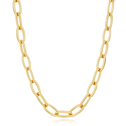 Chunky Necklace for Women 18K Gold Plated Statement Adjustable Thick Link Chains Paperclip Chain Choker Trendy Fashion Jewelry Gifts - style: Chian 193