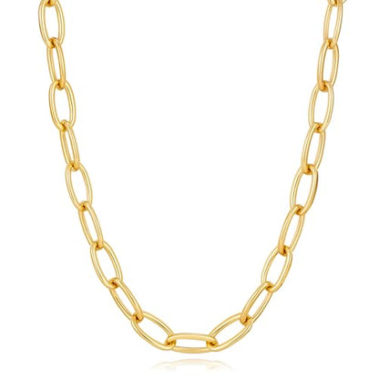Chunky Necklace for Women 18K Gold Plated Statement Adjustable Thick Link Chains Paperclip Chain Choker Trendy Fashion Jewelry Gifts - style: Chian 193