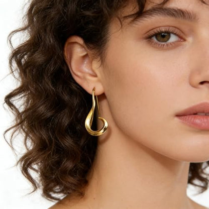 2 Pairs Hook Earrings for Women - Vintage Inspired Irregular Bohemian Design, Skin-Friendly Gold & Silver Dangle Earrings for Daily & Party Wear