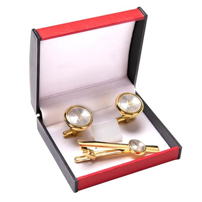 Barry.Wang Mens Cufflinks Tie Clip French Stylish Cuff Links Wedding Shirts Cuff Buttons Elegant Gift Necktie Pin - style: Gold Silvery S