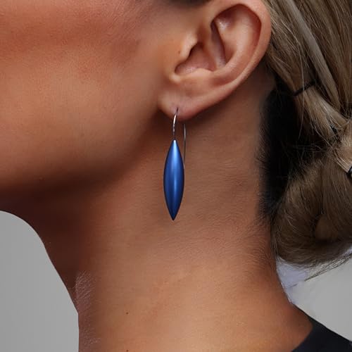 Oval Drop Earrings for Women, Long Thread Dangle Earrings, Colorful lightweight aluminum alloy, Suitable for Jewelry Gifts and Valentine's Day - color: Blue
