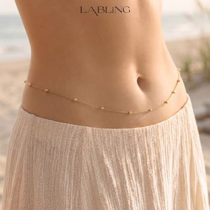 Gold Belly Waist Chain for Women | Layered Belly 14K Gold Plated Chain Adjustable Bikini Belly Beads Body Chain Waterproof | Jewelry Gift - color: Style 6