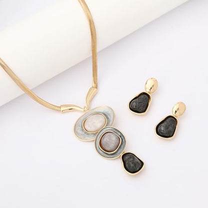 Chunky Statement Jewelry Set Blue Ocean Seashell Choker Necklaces Earrings Set for Women Pearl Bib Collar Necklaces for Party Prom Pageant Summer Fashion Jewelry Unique Birthday Gift - style: 3 stone Y Necklace Set gold blue