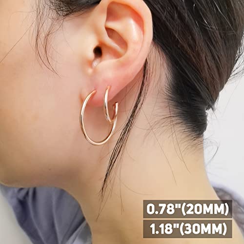 ESMATOO Gold Hoop Earrings for Women - Plated Gold 20mm/30mm/40mm/60mm Lightweight Thin Hoop Earrings - color: Gold, size: 60MM