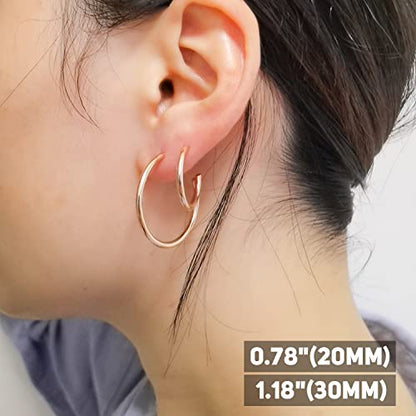ESMATOO Gold Hoop Earrings for Women - Plated Gold 20mm/30mm/40mm/60mm Lightweight Thin Hoop Earrings - color: Gold, size: 60MM