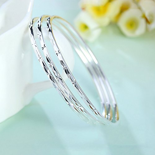 925 Sterling Silver Bangle Bracelet Bangles for Women/Girls | Bangle Bracelets for Women | 925 Sterling Silver Bracelets for Women | Dainty Bracelets - size: 7CM, style: Carved Bangle