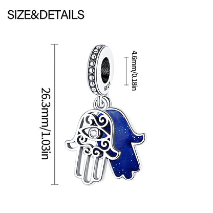 KUNSIR Charms Beads fits Pandora Charm bracelets for Woman 925 Sterling Silver Dangle Pendant Bead Jewelry Beads Gifts Happy Birthday Charms for Women Bracelet&Necklace - style: Devil's Eye Palm Charm