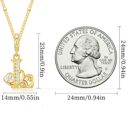 TIZU Initial Necklaces for Women - Dainty 14K Gold Plated Letter Pendant Trendy Personalized Initial A-Z Necklaces Jewelry Gift - color: Gold-L