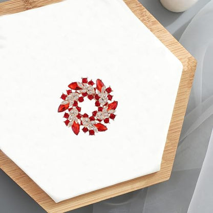 Sparkling Rhinestone Crystal Flower Brooch Pin for Women Large Floral Lapel Pin Wedding Bridal Brooch Bouquet Jewelry - color: Red