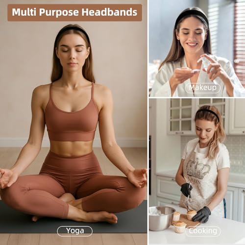 AIBFRID Black Headbands for Women Non Slip Trendy Headbands for Women' s Hair Velvet Headband for Girls Padded Head Bands Womens Fashion Hair Accessories