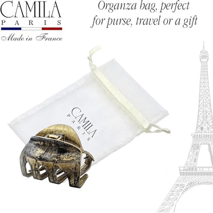 Camila Paris CP3725 French Octopus Hair Clip, 3.25" Large Claw Clips for Thick Hair, Girl Octopus Claw Clip for Women, Strong No-Slip Grip, Wide Jaw Clips for Women, Made in France - color: Black/Gold 3.5"