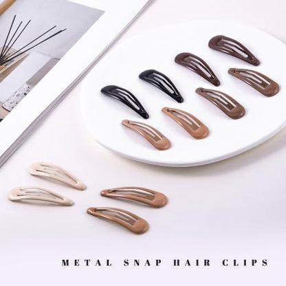 20 PCS Metal Snap Hair Clips Water Drop No Slip Barrettes for Women Bright Small Hair Clips For Thick And Thin Fine Hair,Black Beige Brown,1.97 x 0.5 In. - color: Black Beige Brown