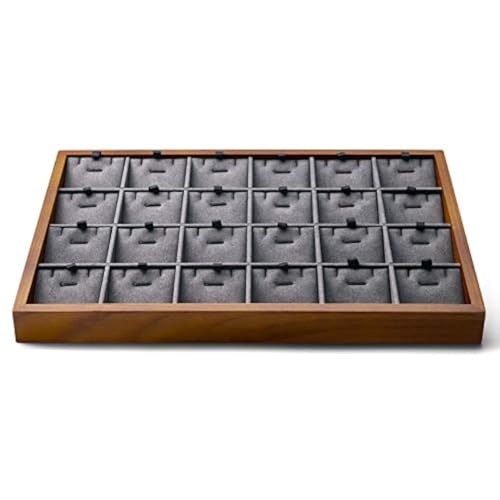 Oirlv Wooden Jewelry Tray,Jewelry Drawer Organizer,Necklace Display Tray | Stackable Design,Organizing and Presentinge Legantly on Dressers&in Dresser,Keeps Necklaces and Pendants Flat and Untangled - color: Grey 24 grid necklace/pendant jewelry tray