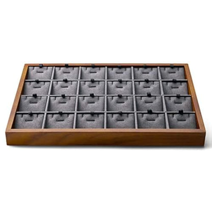 Oirlv Wooden Jewelry Tray,Jewelry Drawer Organizer,Necklace Display Tray | Stackable Design,Organizing and Presentinge Legantly on Dressers&in Dresser,Keeps Necklaces and Pendants Flat and Untangled - color: Grey 24 grid necklace/pendant jewelry tray