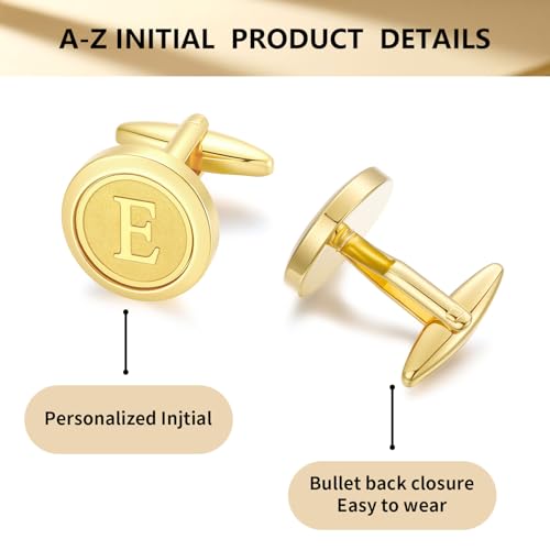 GWD Initial Cufflinks for Men Classic Cuff links Mens Letter Shirts CuffLinks Wedding Gift - color: E