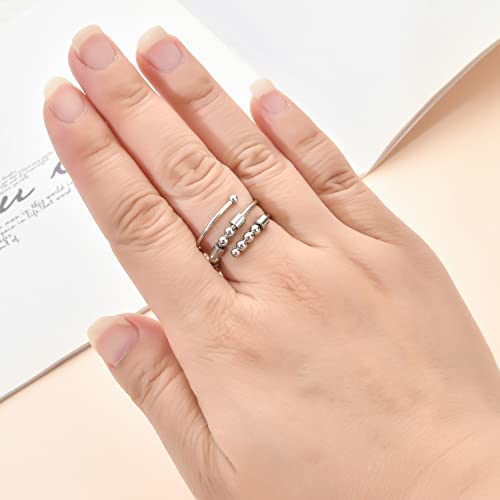 Morse Code Rings for Women, Stainless Steel Spinner Ring Fidget Rings for Anxiety Ring Morse Code Rings Inspirational Gifts Jewelry Women Birthday Graduation Gifts for Best Friends - style: 1 F**k Off
