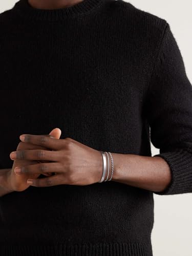 Mens Bracelet, Dainty Silver Plated Bracelets for Men Non Tanish Fashion Mens Jewelry Simple Cuban Snake Rope Link Bangle Chain Bracelet Mens Accessories 6.5/7/7.5/8/8.5/9 In - style: 7 IN