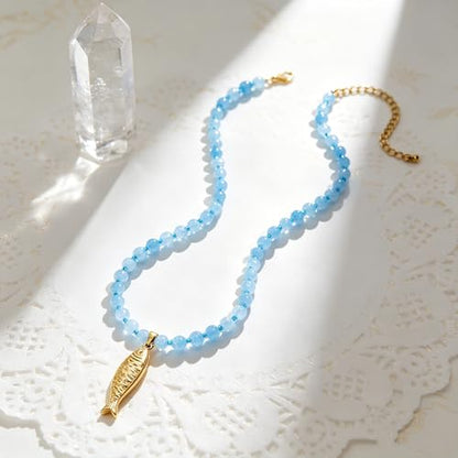 YUJIE Colorful Beaded Necklace for Women, Chunky Boho Choker with Large Gold Puffy Heart Pendant, Trendy Summer Beach Y2K Statement Jewelry Gift - color: sardine