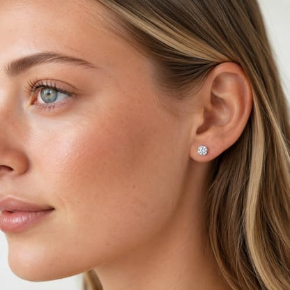 CoBi Cubic Zirconia Earrings for Women, 3 Pairs CZ Stud Earring Set, 4, 6, 8 mm, Small Minimalist Earring, Everyday Wear Jewelry, Fashion Accessories, Hypoallergenic, Ideal Gift