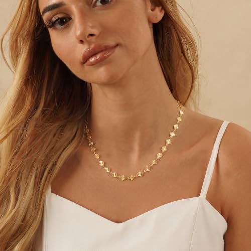 Robaice Necklaces for Women, 14K Gold/Silver Plated Chain Necklace | Dainty Paperclip Cuban Chain, Choker Necklace for Women, Non Tarnish Jewelry Gifts Trendy - color: Gold Chain