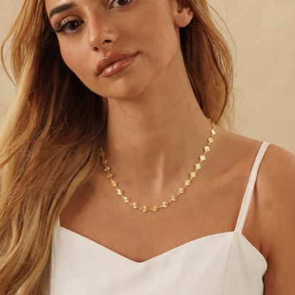 Robaice Necklaces for Women, 14K Gold/Silver Plated Chain Necklace | Dainty Paperclip Cuban Chain, Choker Necklace for Women, Non Tarnish Jewelry Gifts Trendy - color: Gold Chain