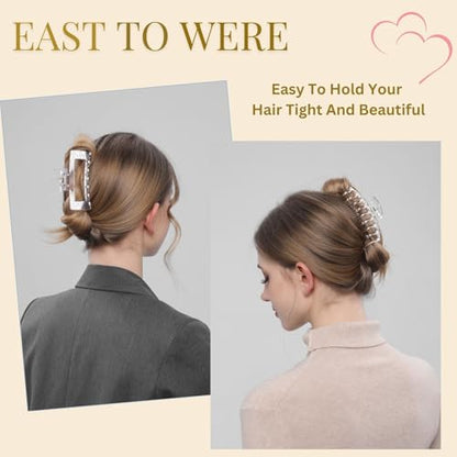 Clear Hair Clips for Women -8 Pack 4.3 Inch Large Matte Banana Claw Clips for Women Thin Thick Curly Hair, Big Strong Hold jaw - color: Clear
