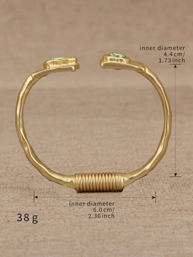 GelConnie Chunky Cuff Bangle Bracelet for Women, Statement Jewelry | Gold and Silver Tone Cuff Bangles with Resin, Crystal and Textured Accents for Party, Vacation and Dressy Looks - style: Bangle 06-Gold
