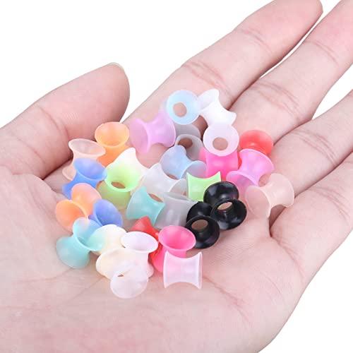 Xpircn 30Pcs Silicone Ear Gauges Flexible Ear Tunnels Plugs Stretchers Expander Double Flared Flesh Ear Piercing Jewelry for Women Men - style: Gauge:2G(6mm)