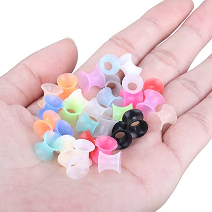 Xpircn 30Pcs Silicone Ear Gauges Flexible Ear Tunnels Plugs Stretchers Expander Double Flared Flesh Ear Piercing Jewelry for Women Men - style: Gauge:2G(6mm)