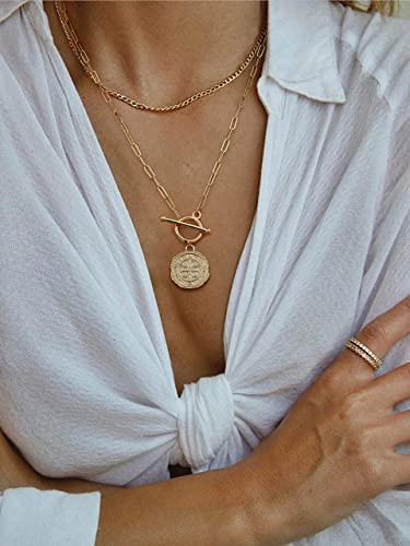 SOFYBJA Saint Benedict Necklace Drop 18K Gold Toggle Medallion Coin Cross Pendant Necklaces Religious Jewelry Catholic Gift for Women - color: St Benedict Medal