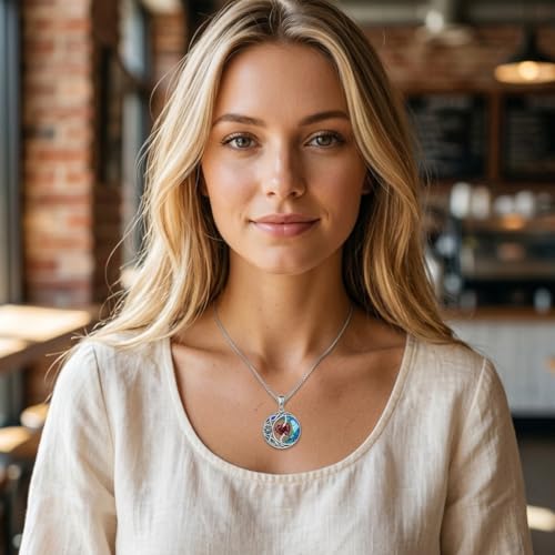 ONEFINITY Moon Star Necklace 18K White Gold Plated Celtic Moon Birthstone Pendant Necklaces Heart Birthstone Anniversary Birthday Jewelry Gifts for Women Wife Mom - style: January