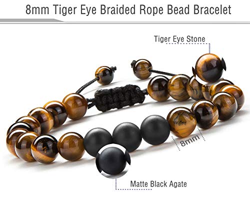 Men Women 8mm Tiger Eye Stone Beads Bracelet - color: Tiger Eye Matte-21018