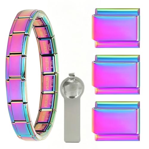papasgix Italian Charm Bracelets, 9mm Italian Charm Bracelet Links | 9mm Stainless Steel Italian Charms, Detachable Personalized - color: Colorful