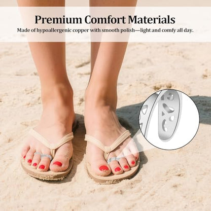 Toe Rings for Women,Silver Plated Stylish Adjustable Toe Band Rings, Summer Beach Foot Jewelry - Perfect for Vacation, Daily Wear - style: 4 Pcs