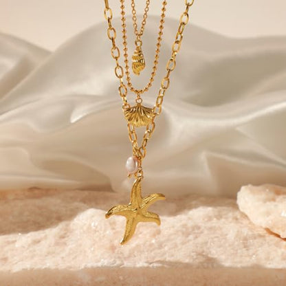 Dainty Layered Choker Necklace Bohemian Turquoise Necklace 14K Gold Plated Dainty Y Pendant Necklace Beach Fashion Pendant Choker - color: Gold-D